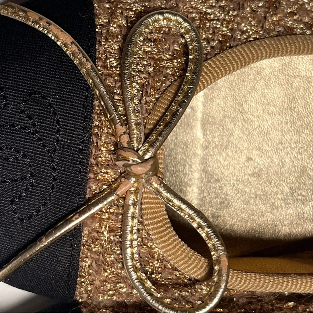 CHANEL Women's Gold and Black Flats